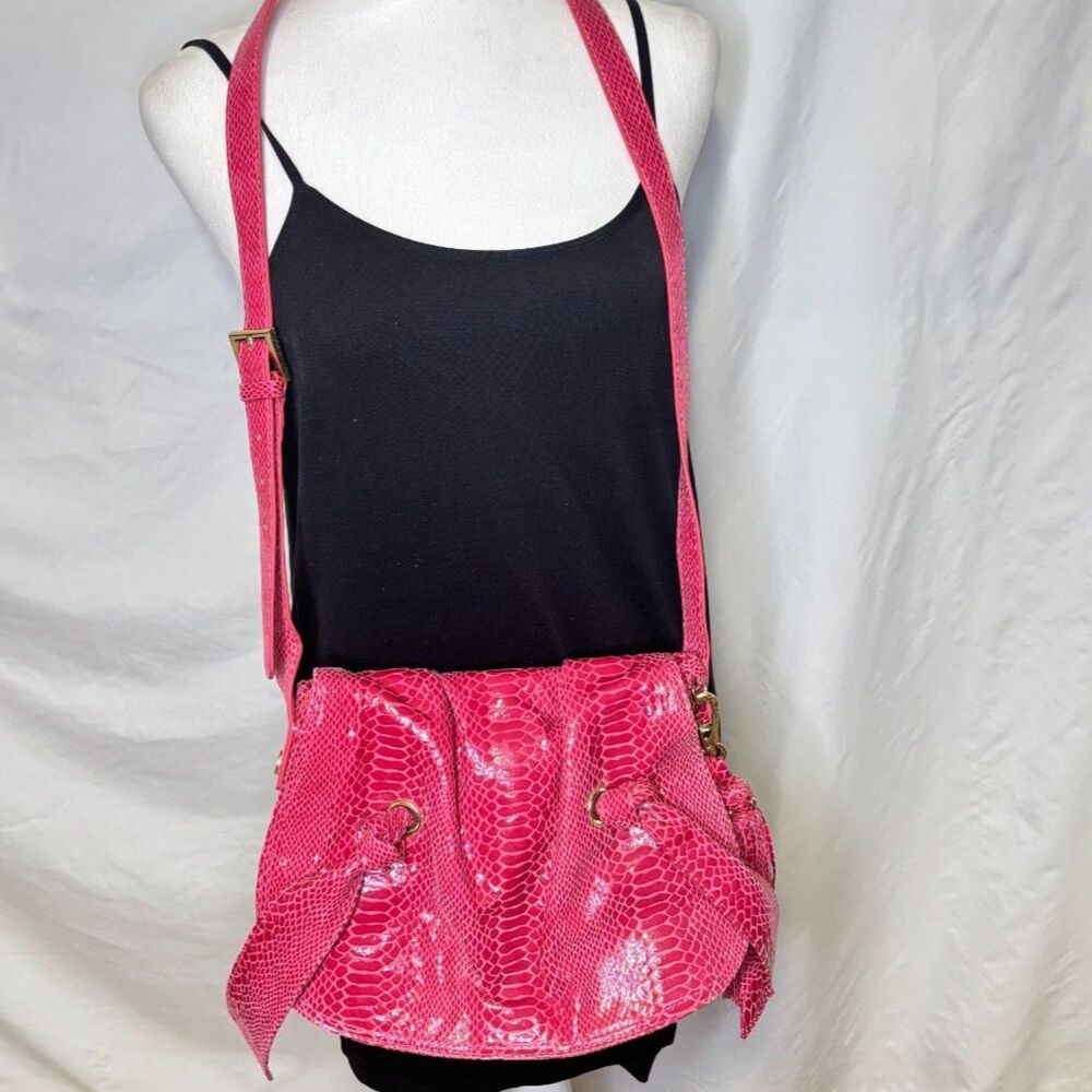 Carlos Falchi Butterfly Snake Print Flap Shoulder Bag Purse Tassle Designer